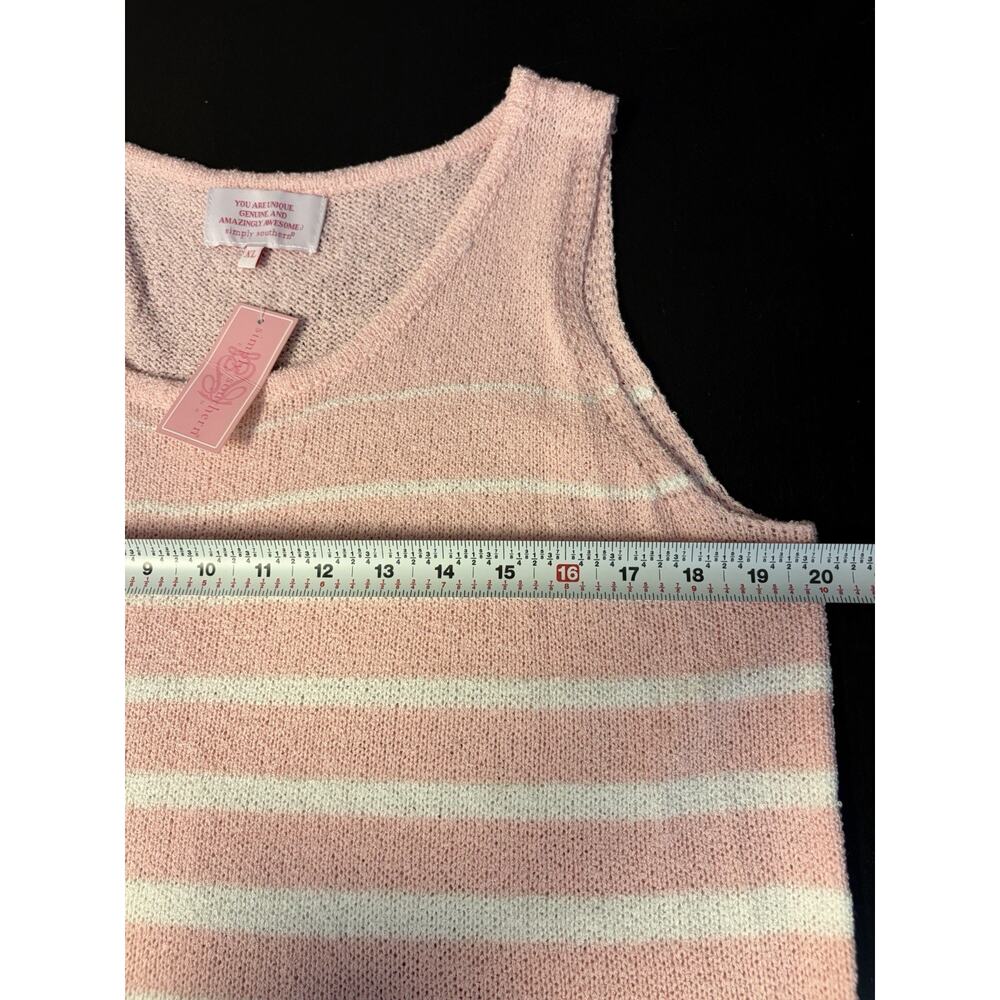Simply Southern XL Pink White Striped Sweater Tank Top Knit NWT Preppy Coastal - Picture 6 of 7